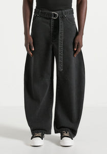 Xander - Barrel Leg Jeans - Black