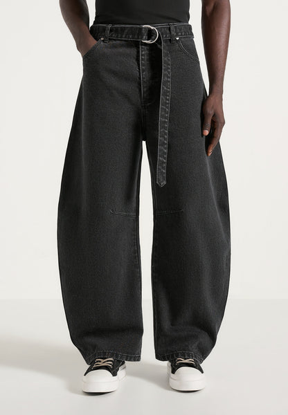 Xander - Barrel Leg Denim Jeans - Black | Manière De Voir USA