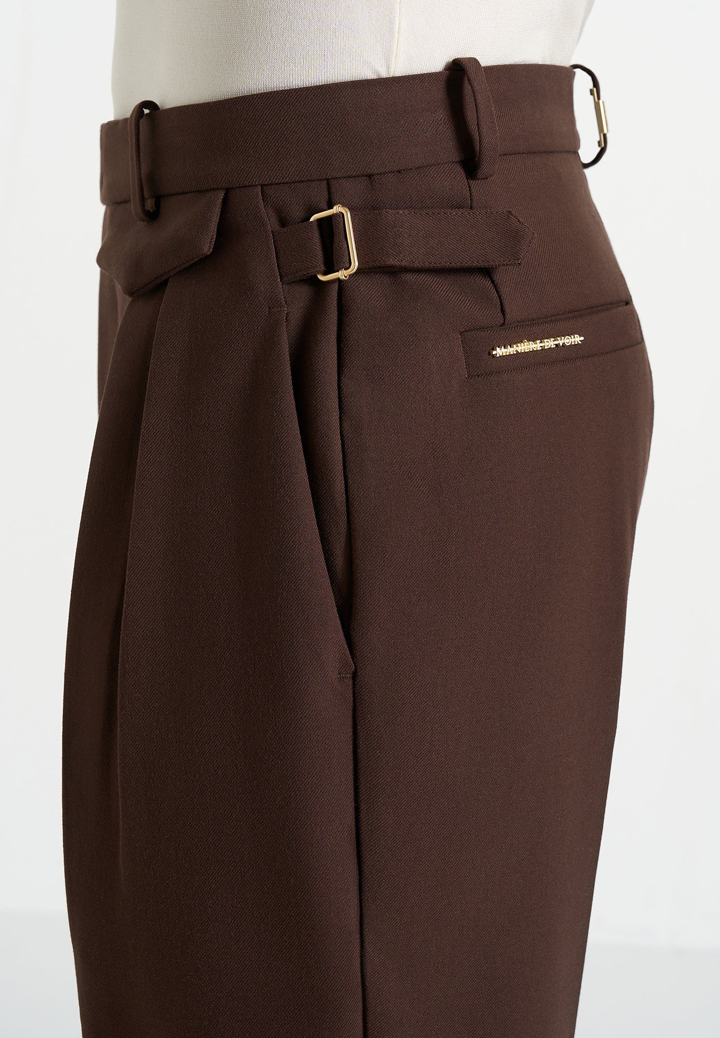 Men's Twin Pleat Tailored Pants - Brown - W34