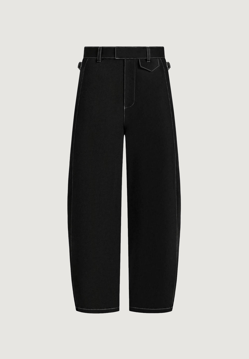marceau-contrast-stitch-barrel-leg-trousers-black