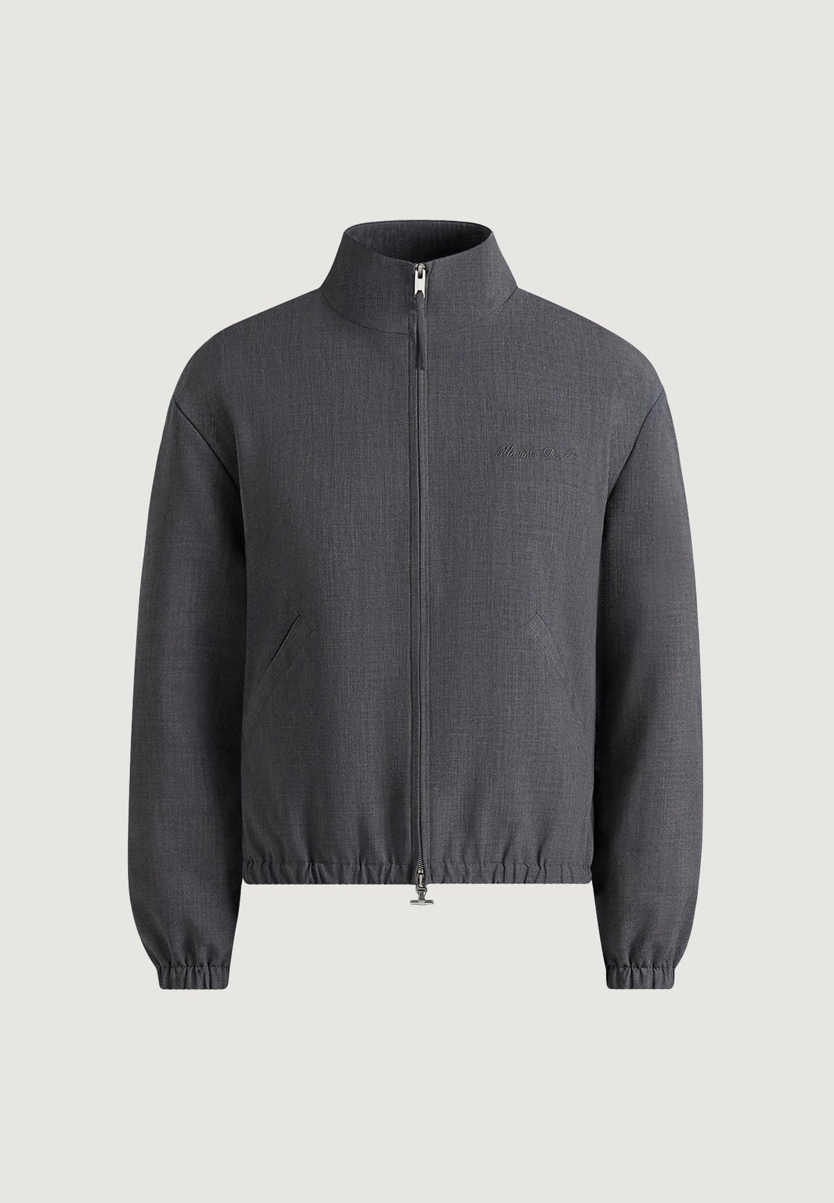 Ace - Boxy Cropped Wool-Blend Track Jacket - Grey