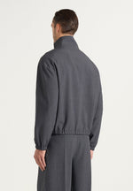 Ace - Boxy Cropped Wool-Blend Track Jacket - Grey