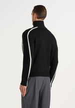Malo - Contrast Piped Wool-Blend Zip-Through Cardigan - Black