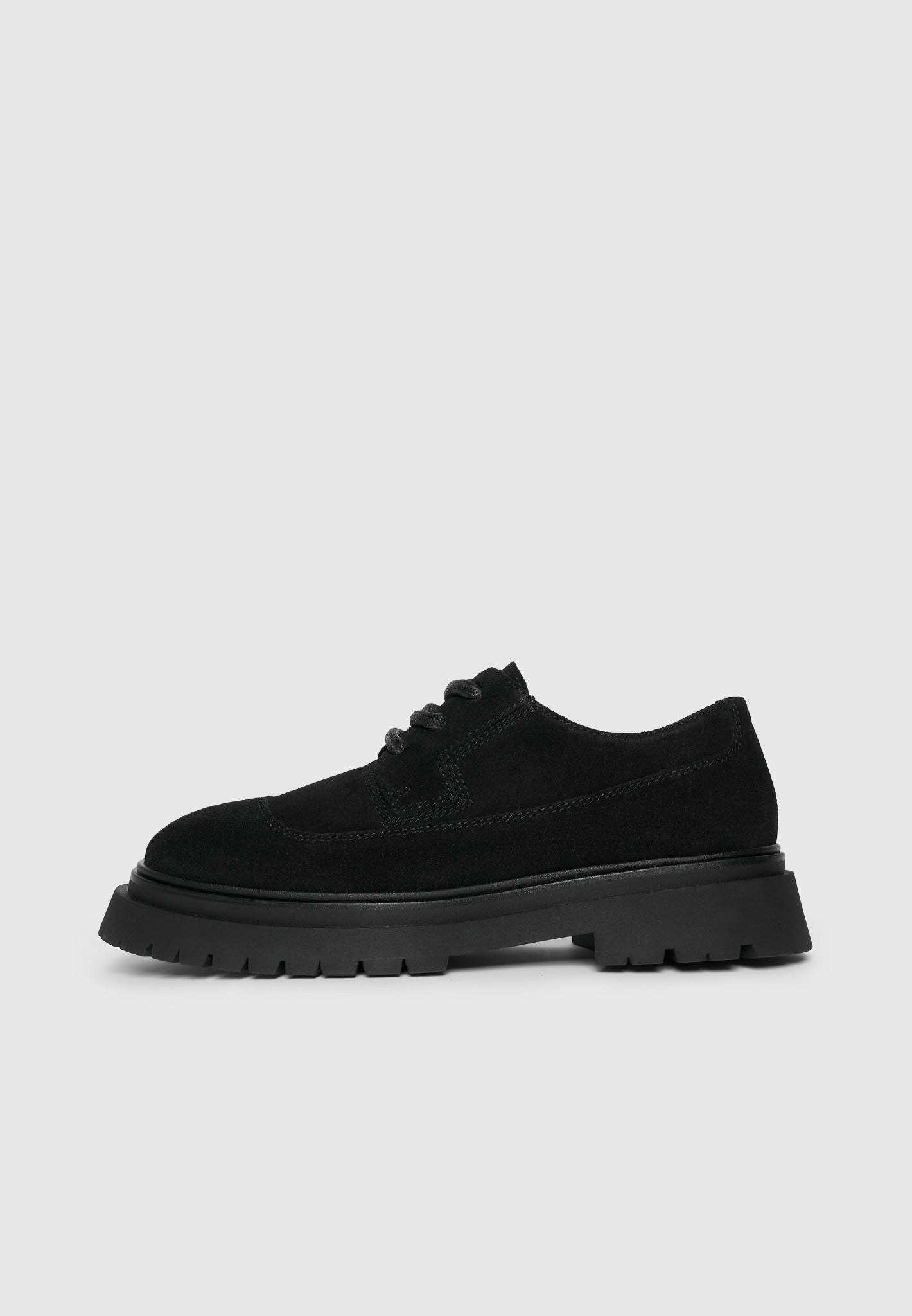 Rennes - Suede Derby Shoe - Black 