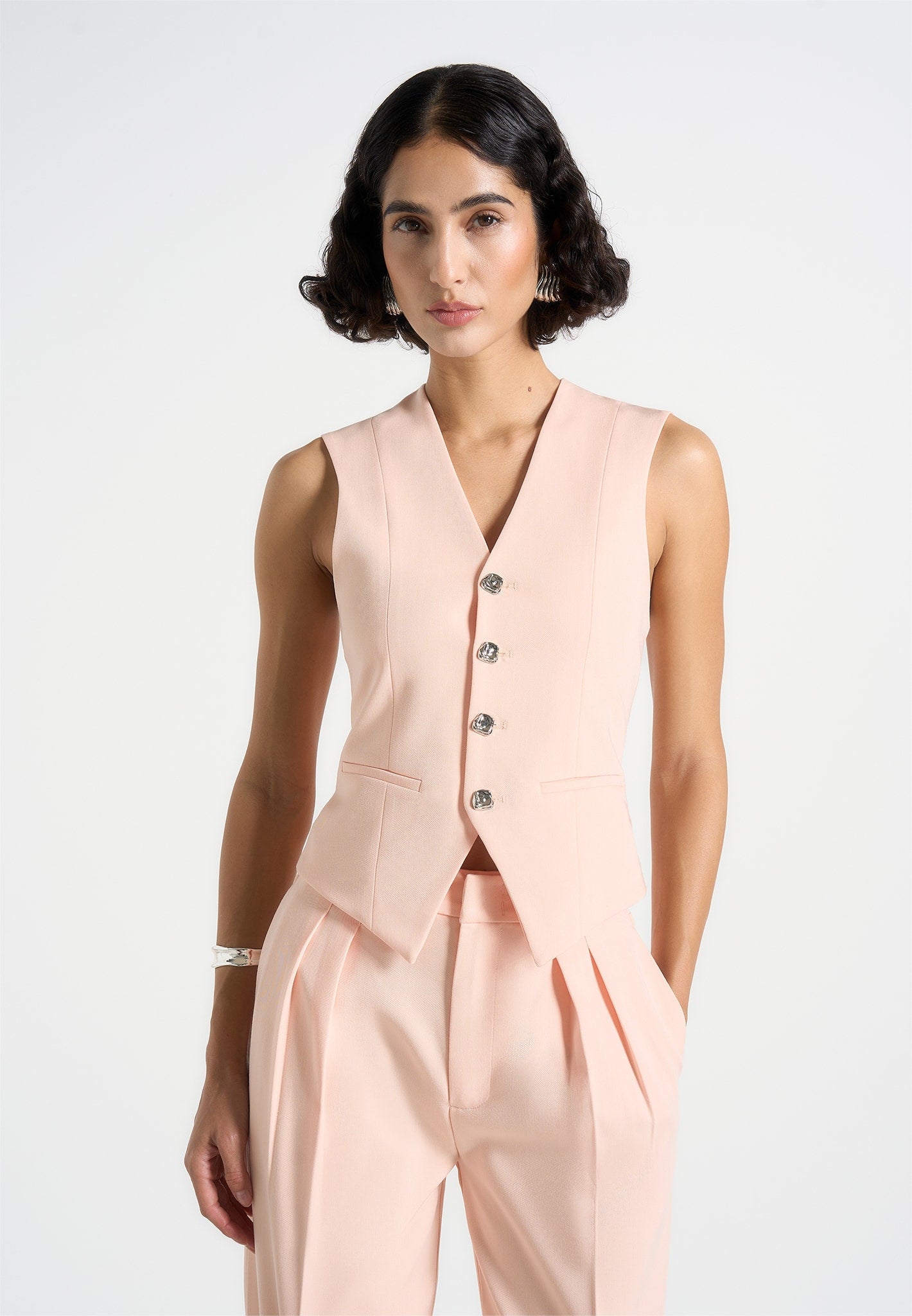 Christine - Tailored Cinch Waistcoat - Cream