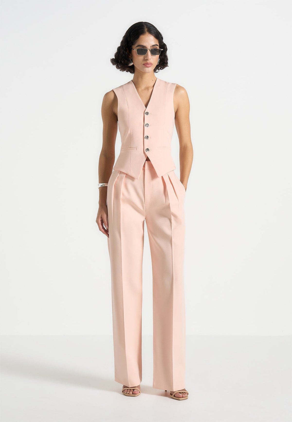 Christine - Tailored Cinch Suit Vest - Peach