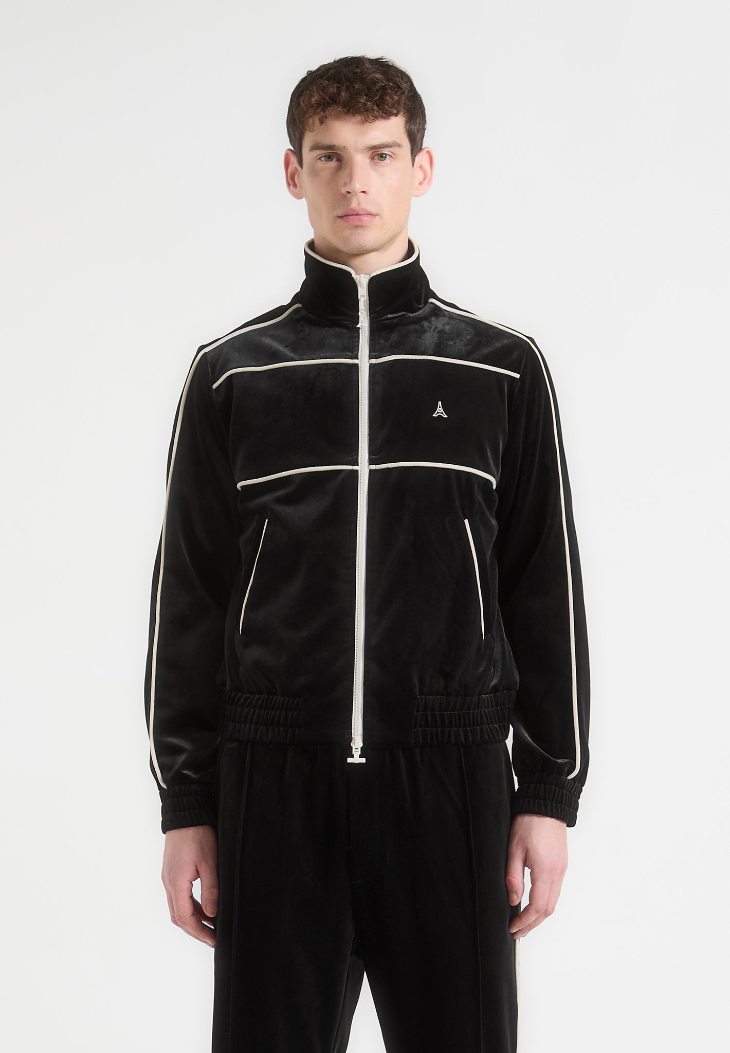 Eiffel Velour Track Jacket - Black | Manière De Voir USA