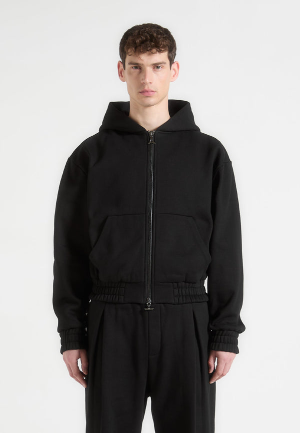 Florian - Cropped Zip Hoodie - Black