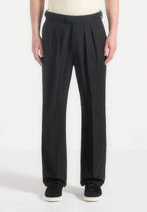 Pierre - Relaxed Fit Pleated Tailored Trousers - Black