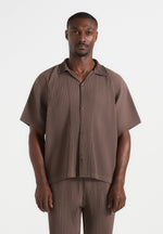 Justin - Pleated Boxy Shirt - Brown