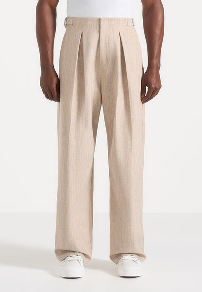 スラックス yoke 1 tuck wide trousers beije Lior - Box Pleat Wide Leg Pants - Beige | Manière De Voir USA