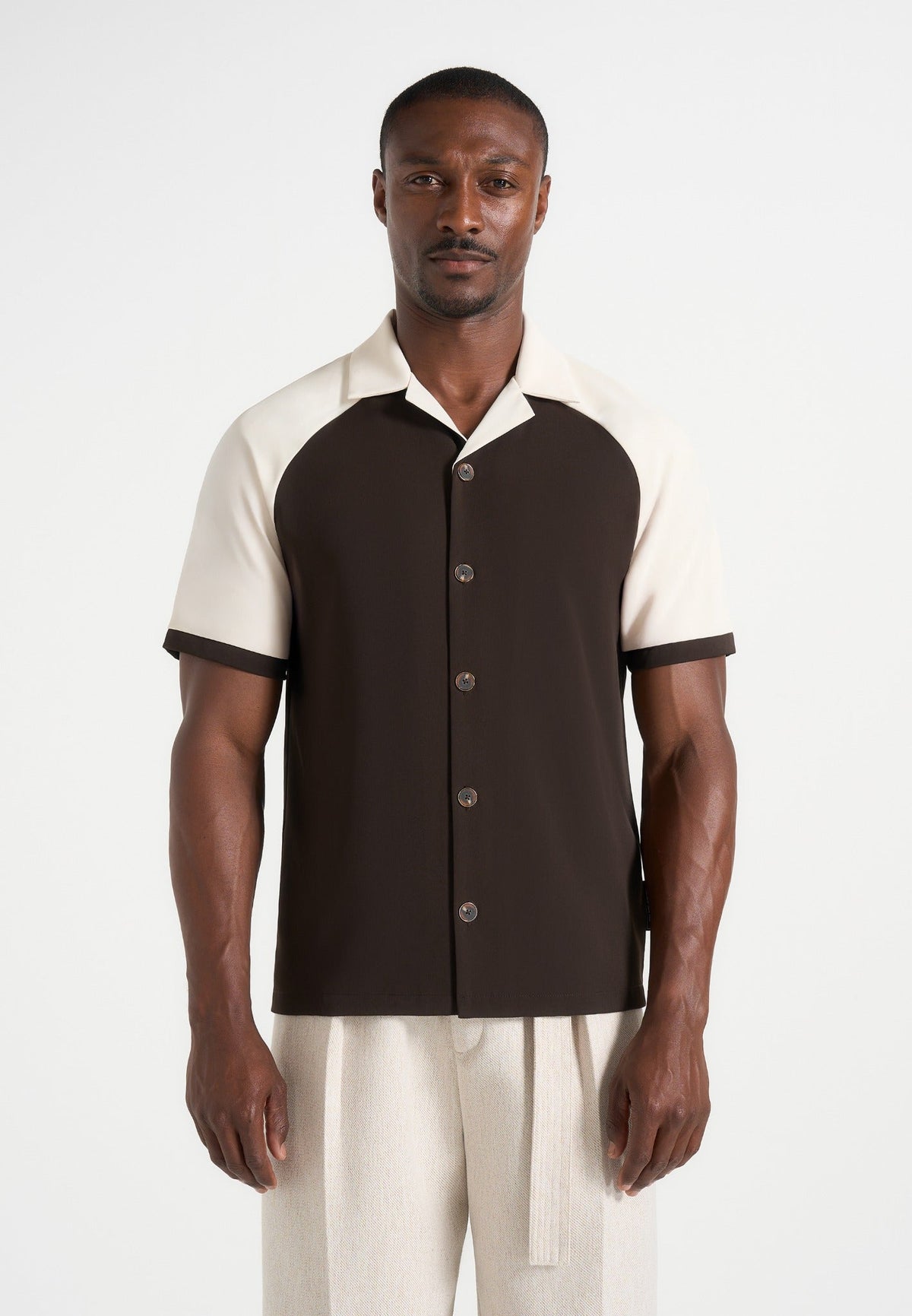 Salim - Contrast Raglan Shirt - Brown/Cream