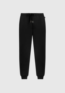 JS008 - Neoprene Minimal Tapered Fit Cuffed Sweatpants - Black