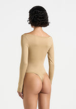 Eva - Boat Neck Bodysuit - Beige
