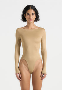 Èva - Boat Neck Bodysuit - Beige