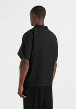 Justin - Pleated Boxy Shirt - Black