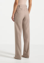 Nina - Cigarette Fit Tailored Trousers - Mushroom