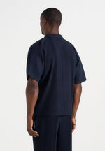 Justin - Pleated Boxy Shirt - Navy