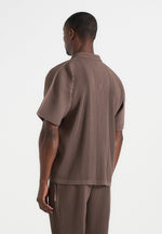 Justin - Pleated Boxy Shirt - Brown