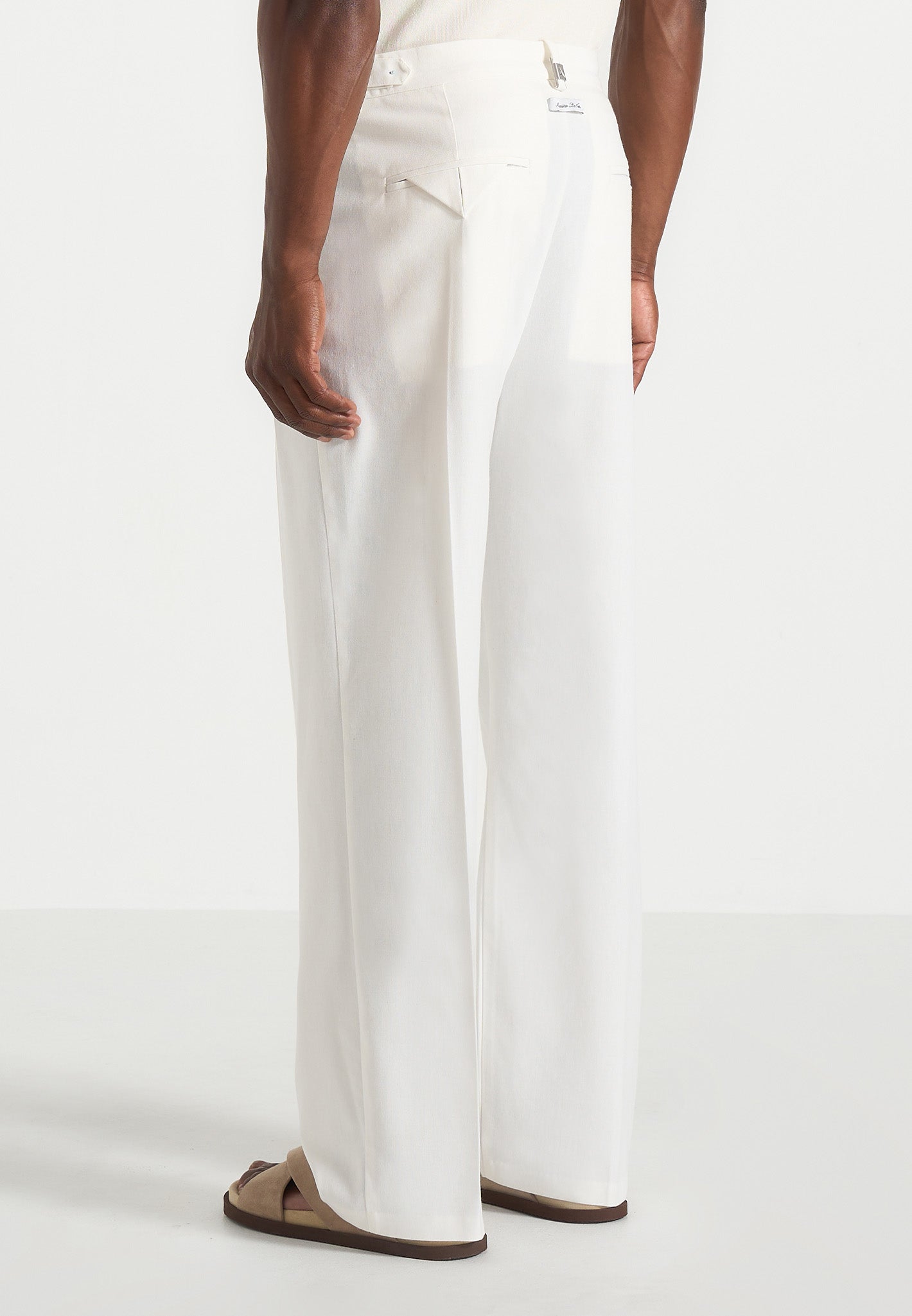 Men's Twin Pleat Linen Pants - White - W38" - Pierre - Manire de Voir Men's Twin Pleat Linen Pants - White - W38" - Pierre - Manire de Voir