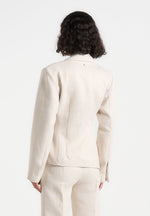 Thalia - Tailored Asymmetric Double Breasted Blazer - Light Beige