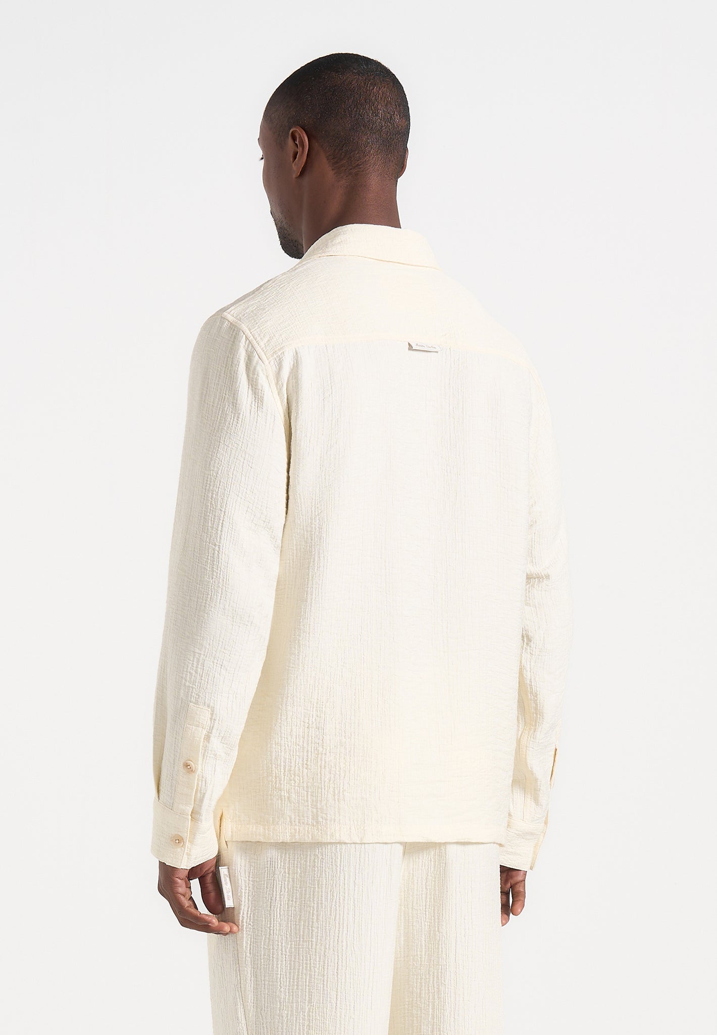 cream long sleeve dress shirt Boltini Italy Men's Classic Solid Long Sleeve Barrel Cuff Dress Shirt (Ivory, XL 34/35), White