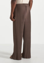Jonas - Pleated Wide Leg Pants - Brown