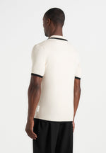 Lambert - Contrast Detail Knit Polo Shirt - Cream