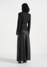 Grace - Boucle And Satin Belted Blazer Maxi Dress - Black