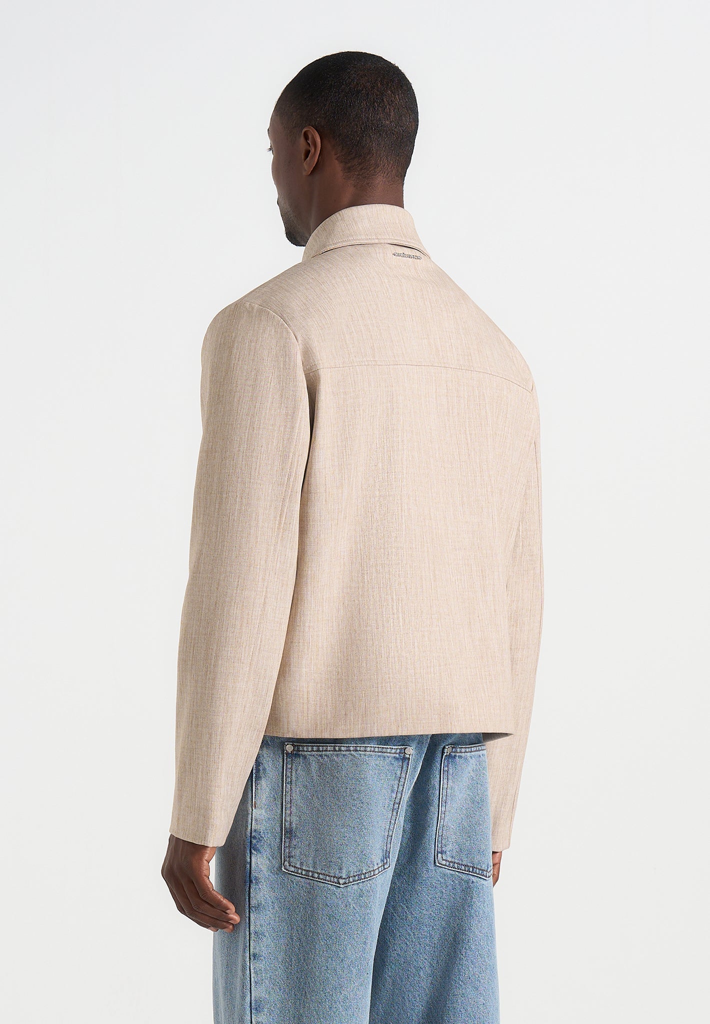 amir-boxy-hatched-harrington-jacket-beige