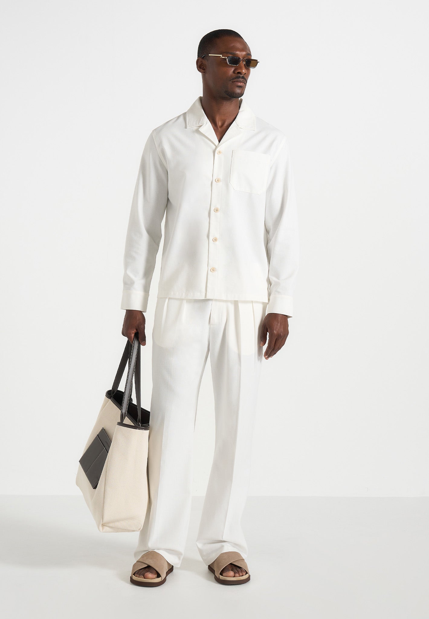 Pierre - Twin Pleat Linen Pants - White