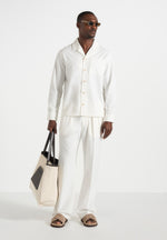 Pierre - Twin Pleat Linen Pants - White
