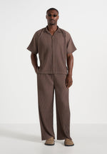 Justin - Pleated Boxy Shirt - Brown