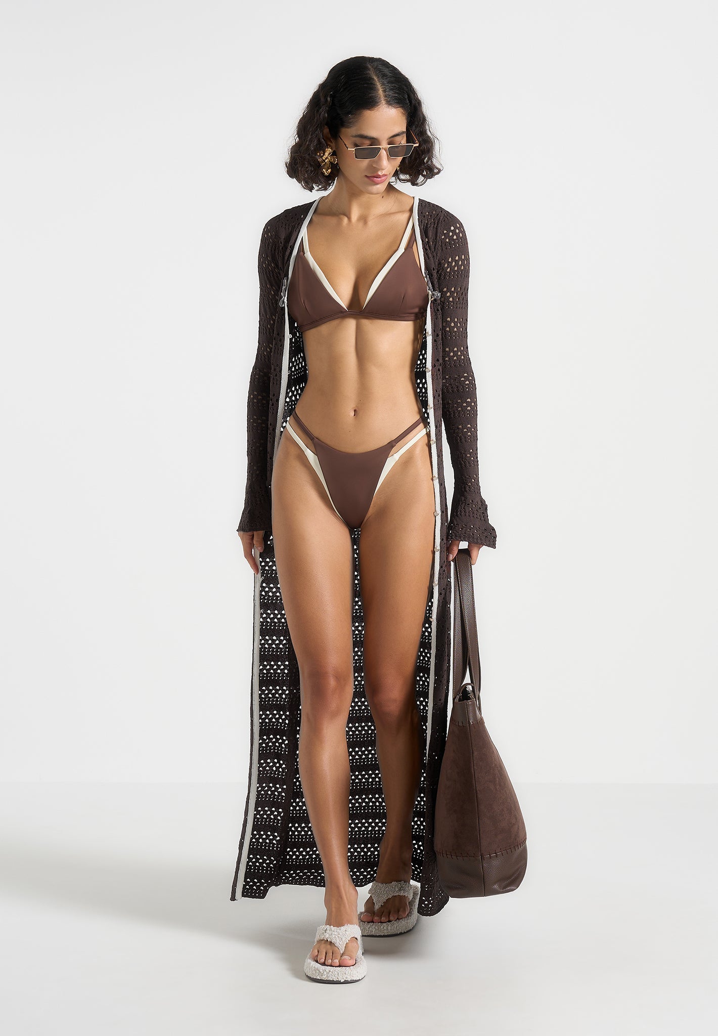 Nelly - Double Layer Bikini Bottoms - Brown/Cream