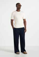 Jonas - Pleated Wide Leg Pants - Navy