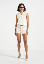 elle-tailored-mini-shorts-cream