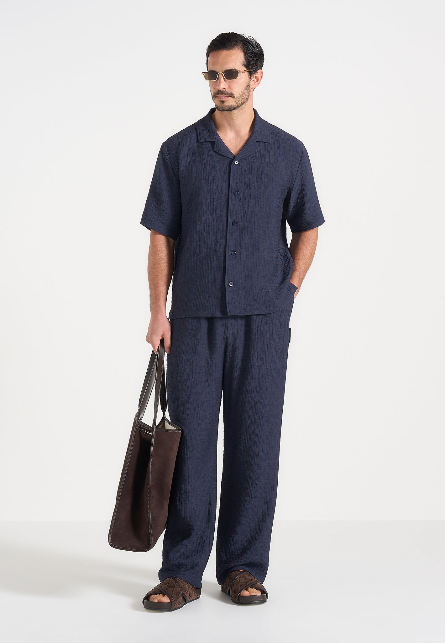 Harley - Unisex Textured Revere Shirt - Navy