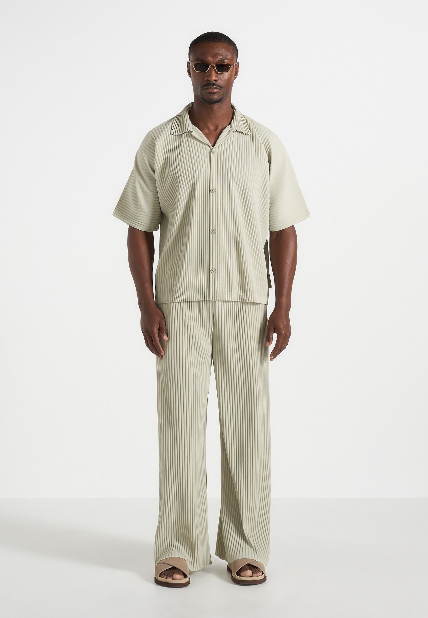 Justin - Pleated Boxy Shirt - Sage