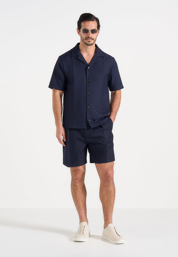 Felix - Tailored Shirt With Crease - Navy