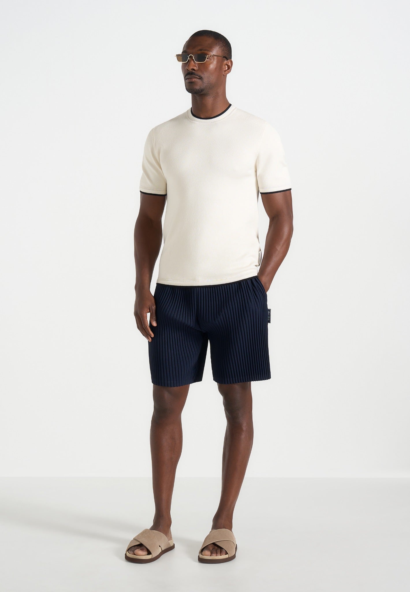 Drew - Pleated Shorts - Navy