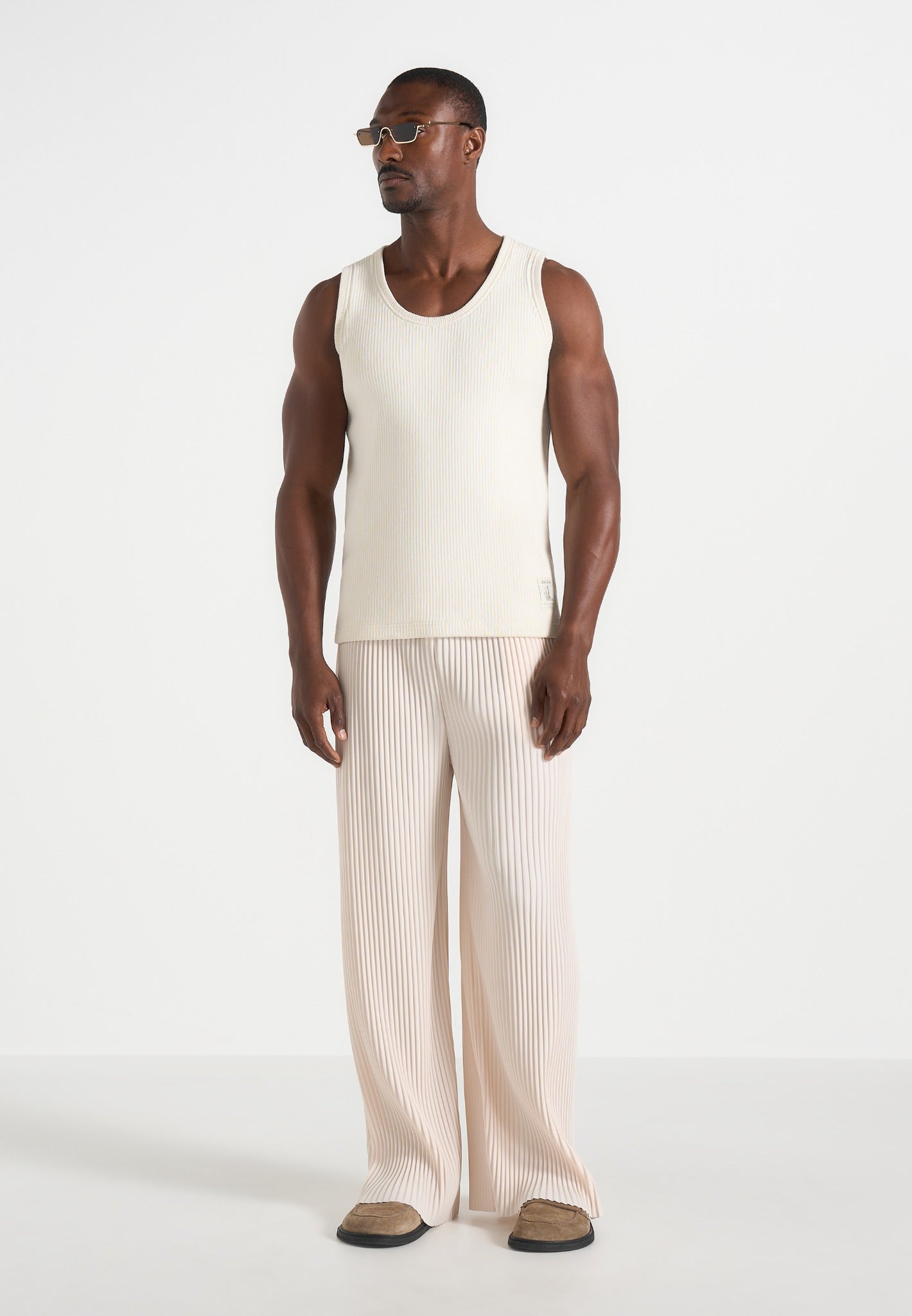 Jonas - Pleated Wide Leg Pants - Cream