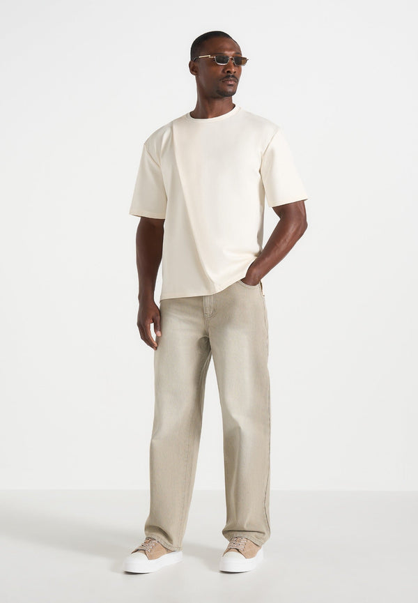 DN002 - Relaxed Fit Denim Jeans - Beige