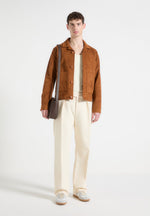 Suede Jacket with Revere Collar - Fawn