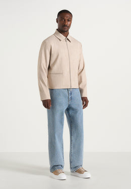 amir-boxy-hatched-harrington-jacket-beige