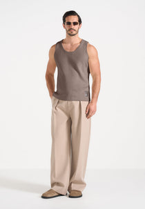 VS001 - Ribbed Cotton Tank Top - Mushroom