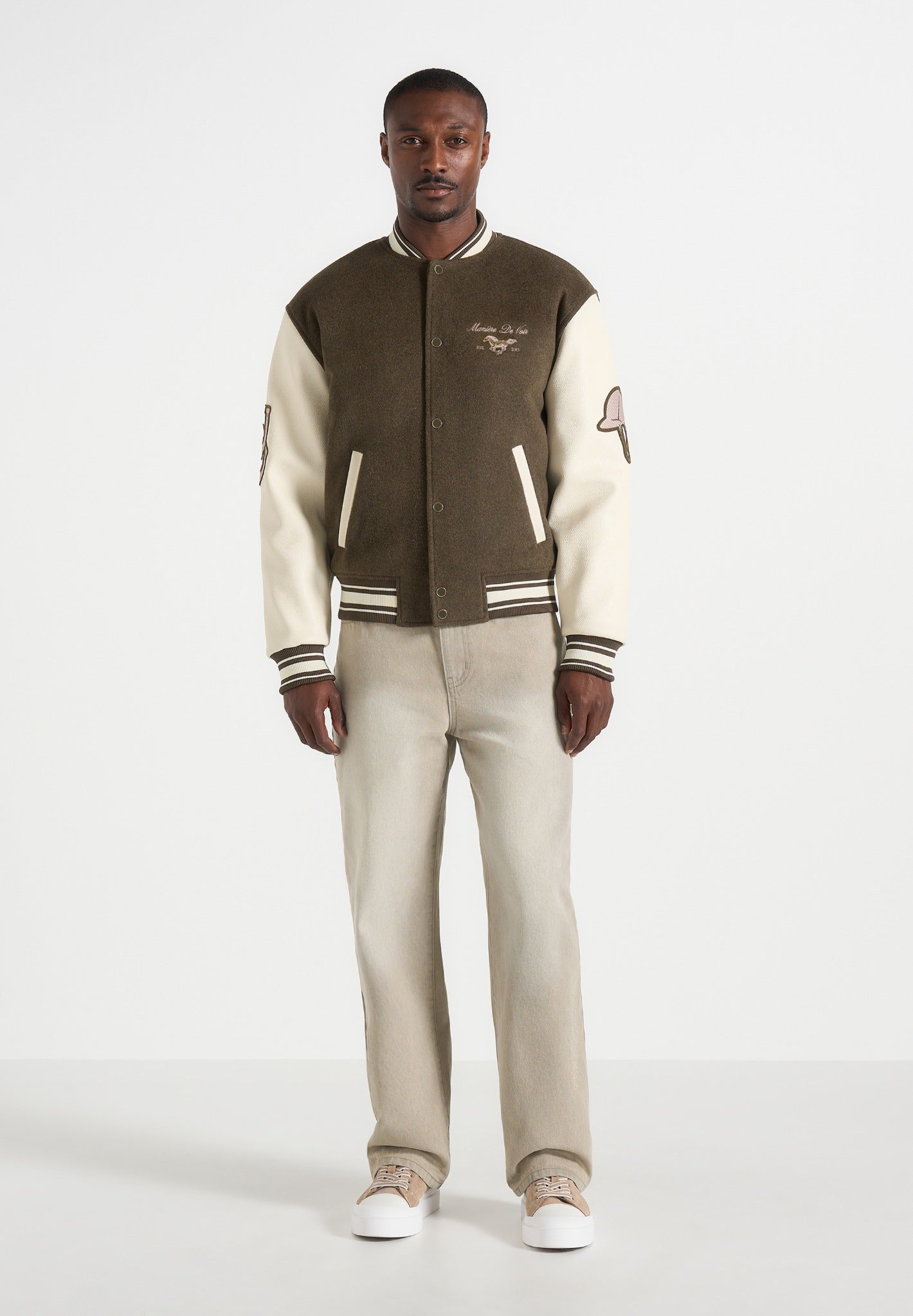 Equestrian - Wool-Blend Varsity Jacket - Olive