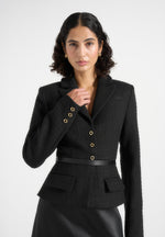 Grace - Boucle And Satin Belted Blazer Maxi Dress - Black