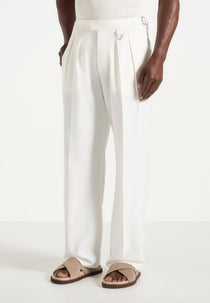 Pierre - Twin Pleat Linen Pants - White