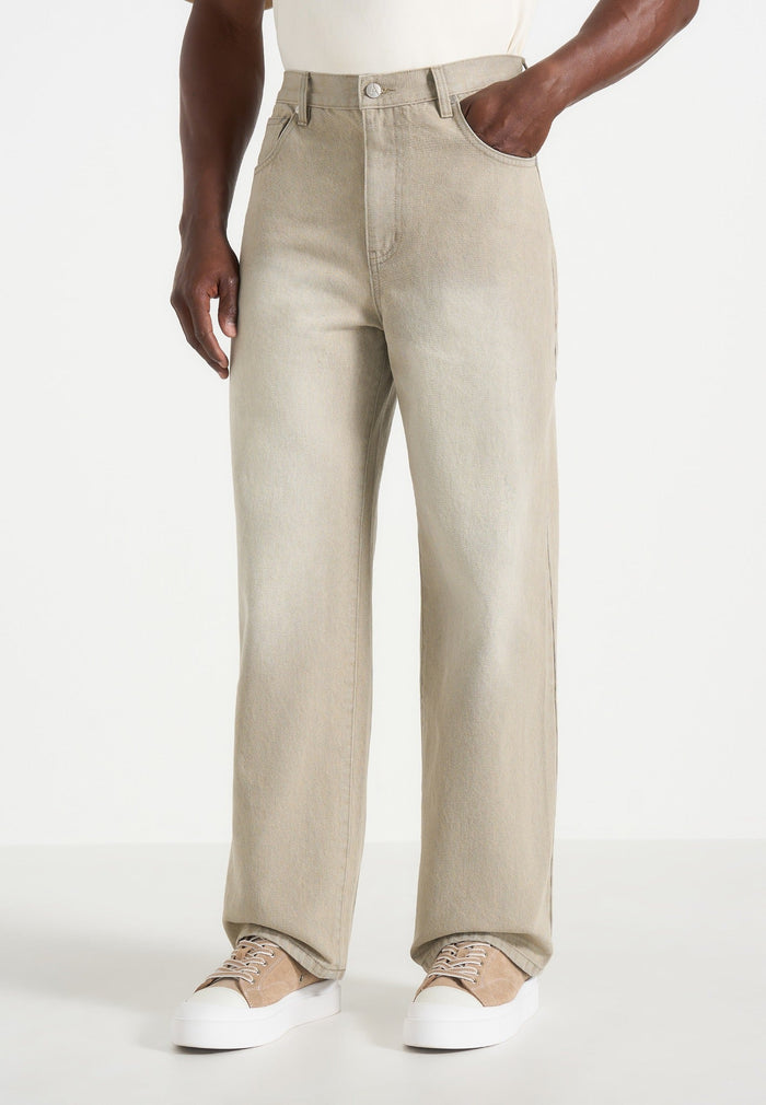 DN002 - Relaxed Fit Denim Jeans - Beige