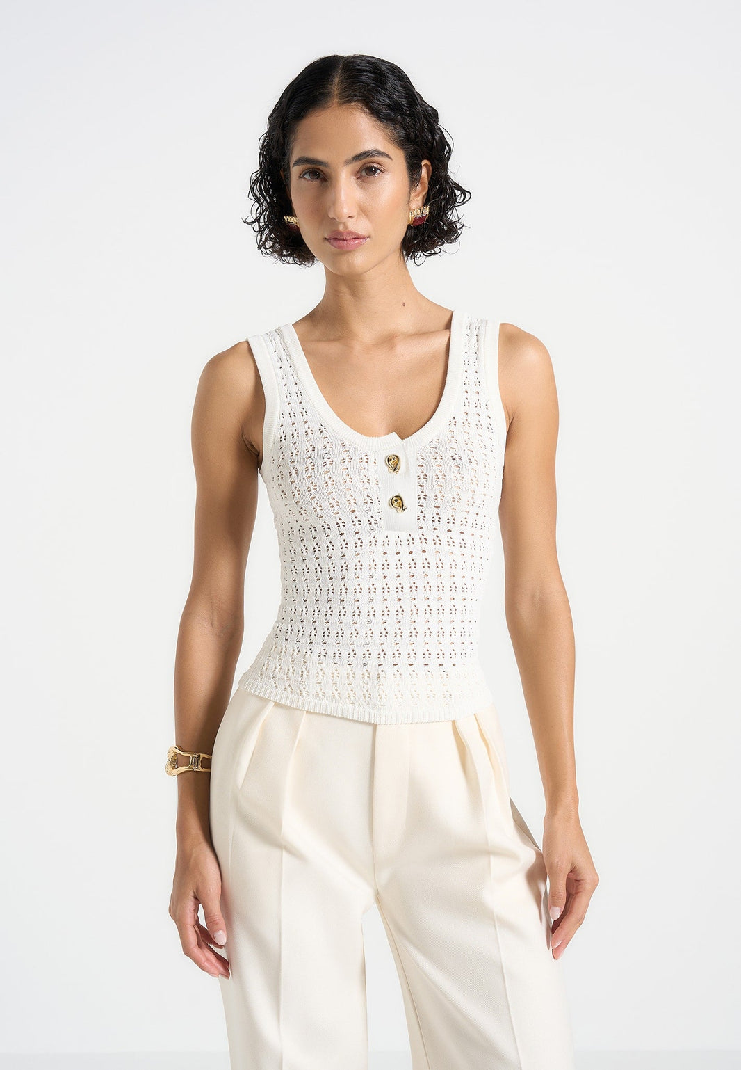 Fayra Bardot Corset Top in Cotton Dobby Red main image 1